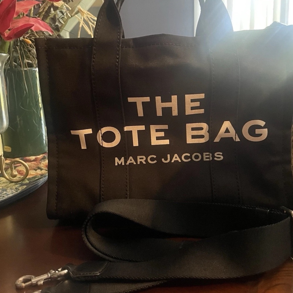 Marc Jacobs Black Tote Bag with White Lettering